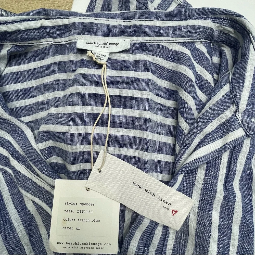BEACH LUNCH LOUNGE blouse Linen Blend XL - Picture 6 of 7
